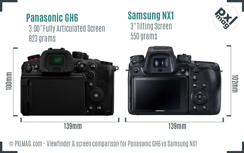 Panasonic GH6 vs Samsung NX1 Screen and Viewfinder comparison