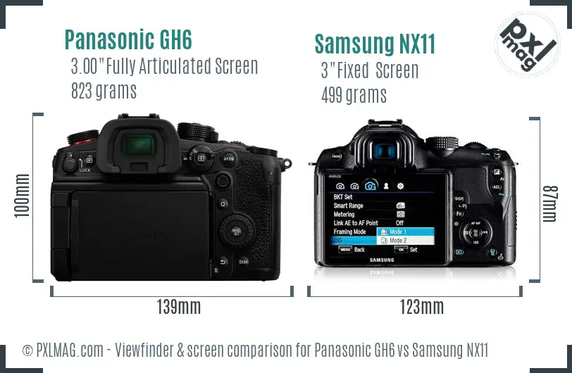 Panasonic GH6 vs Samsung NX11 Screen and Viewfinder comparison