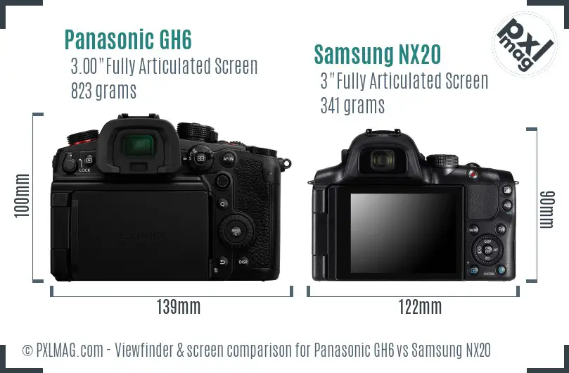 Panasonic GH6 vs Samsung NX20 Screen and Viewfinder comparison