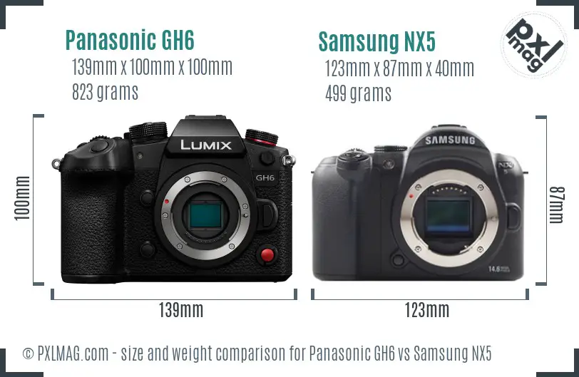 Panasonic GH6 vs Samsung NX5 size comparison Panasonic GH6 vs Samsung NX5 size comparison