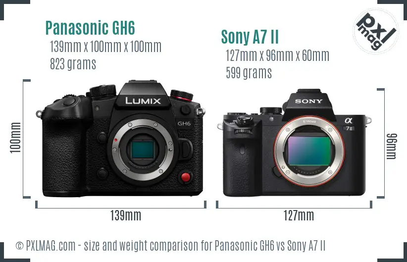 Panasonic GH6 vs Sony A7 II size comparison Panasonic GH6 vs Sony A7 II size comparison