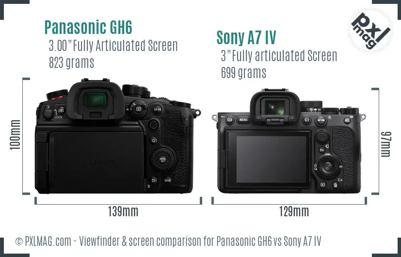 Panasonic GH6 vs Sony A7 IV Screen and Viewfinder comparison
