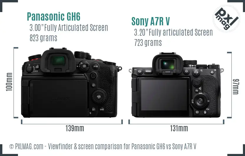 Panasonic GH6 vs Sony A7R V Screen and Viewfinder comparison