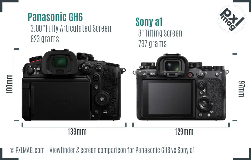 Panasonic GH6 vs Sony a1 Screen and Viewfinder comparison