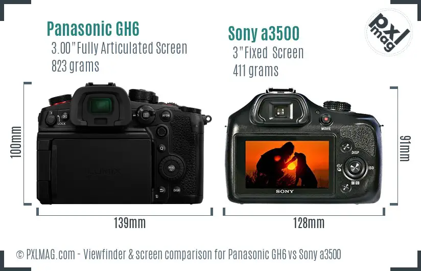 Panasonic GH6 vs Sony a3500 Screen and Viewfinder comparison