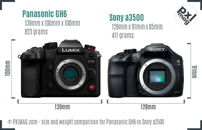 Panasonic GH6 vs Sony a3500 size comparison