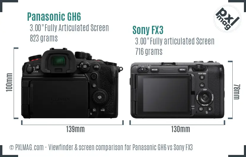 Panasonic GH6 vs Sony FX3 Screen and Viewfinder comparison