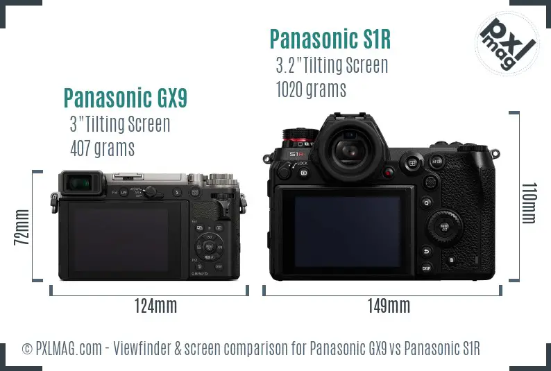 Panasonic GX9 vs Panasonic S1R Screen and Viewfinder comparison