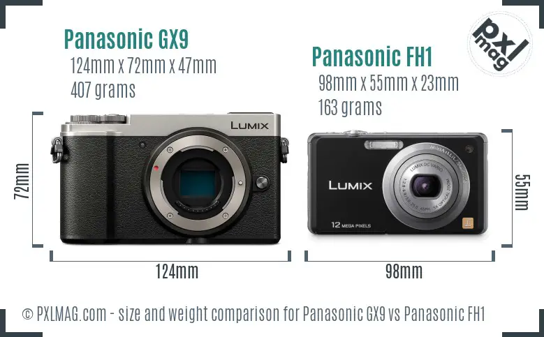 Panasonic GX9 vs Panasonic FH1 size comparison