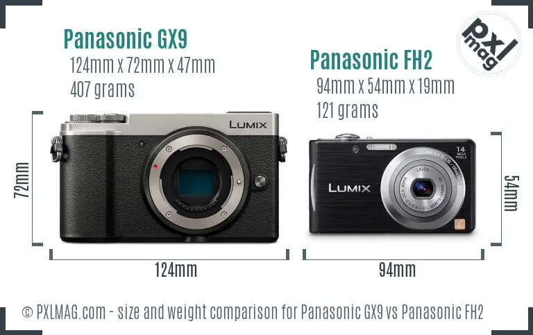 Panasonic GX9 vs Panasonic FH2 size comparison