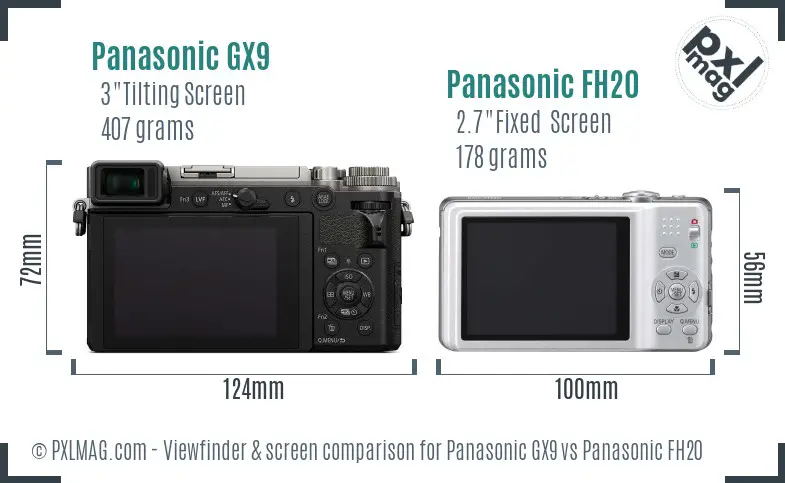 Panasonic GX9 vs Panasonic FH20 Screen and Viewfinder comparison