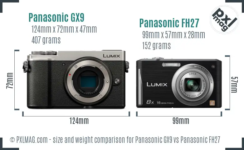 Panasonic GX9 vs Panasonic FH27 size comparison