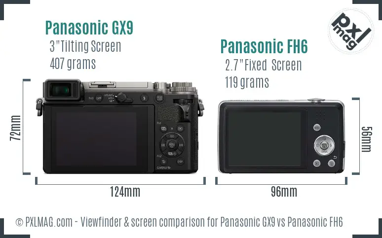 Panasonic GX9 vs Panasonic FH6 Screen and Viewfinder comparison