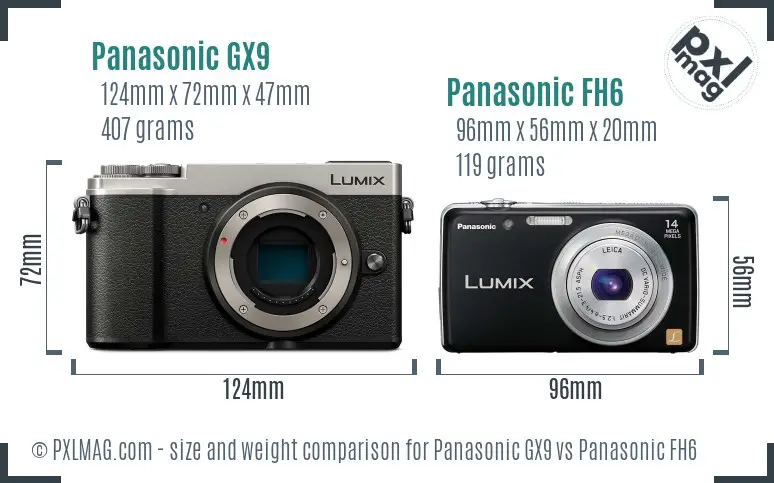 Panasonic GX9 vs Panasonic FH6 size comparison