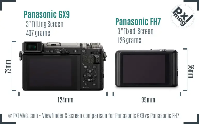 Panasonic GX9 vs Panasonic FH7 Screen and Viewfinder comparison