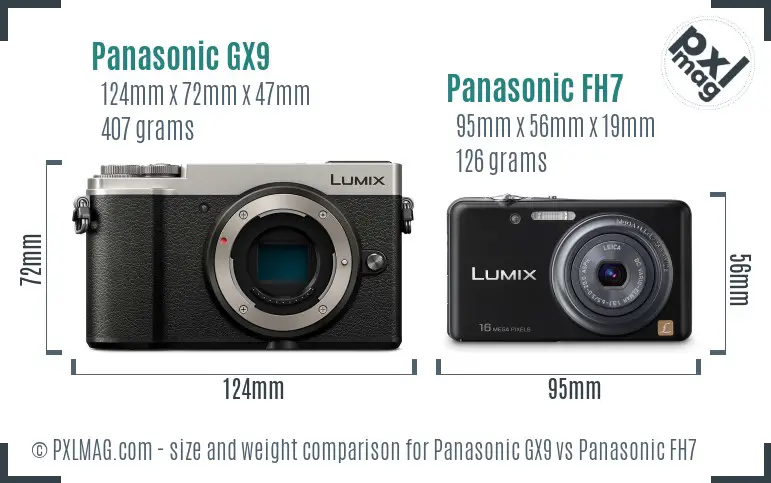 Panasonic GX9 vs Panasonic FH7 size comparison
