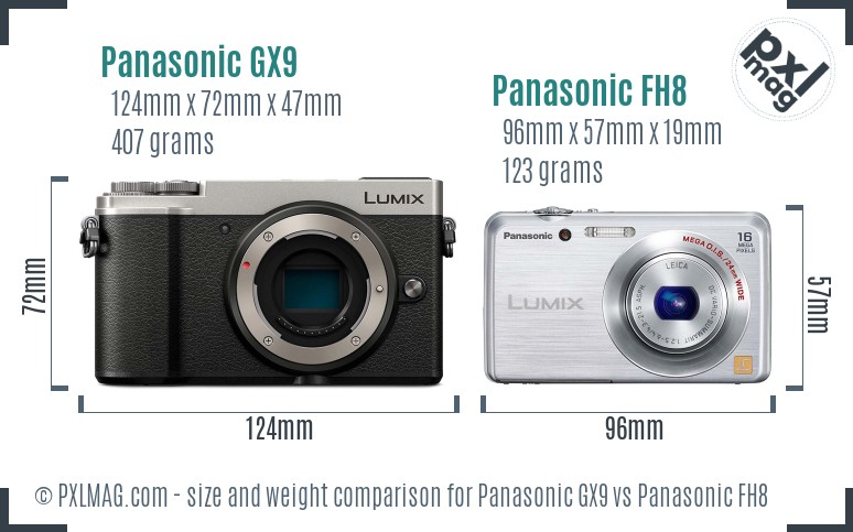 Panasonic GX9 vs Panasonic FH8 size comparison