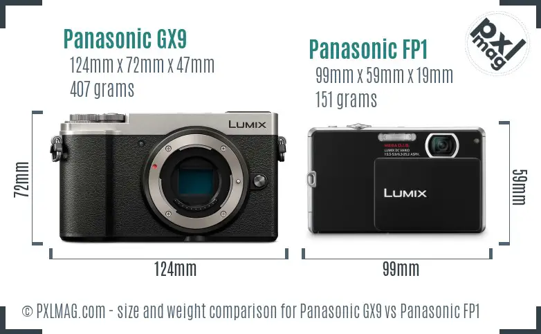 Panasonic GX9 vs Panasonic FP1 size comparison