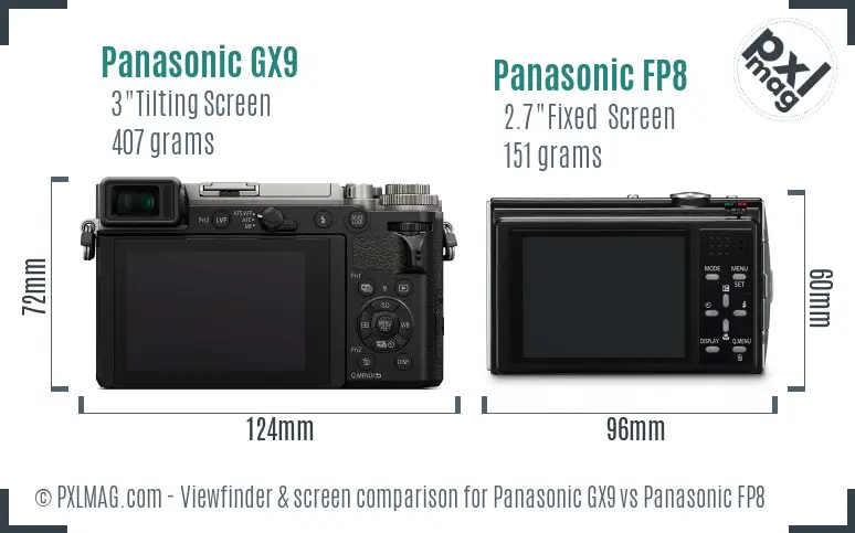 Panasonic GX9 vs Panasonic FP8 Screen and Viewfinder comparison