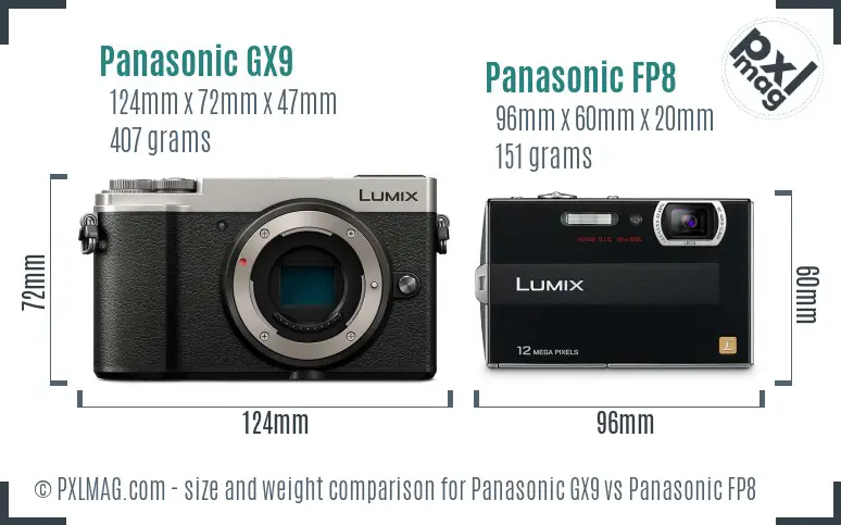 Panasonic GX9 vs Panasonic FP8 size comparison