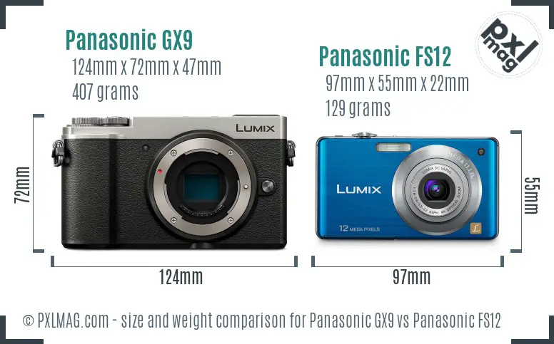 Panasonic GX9 vs Panasonic FS12 size comparison