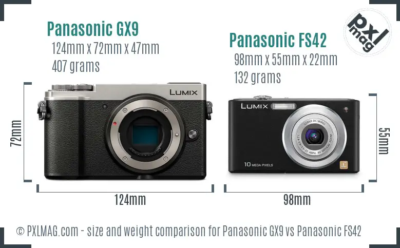 Panasonic GX9 vs Panasonic FS42 size comparison