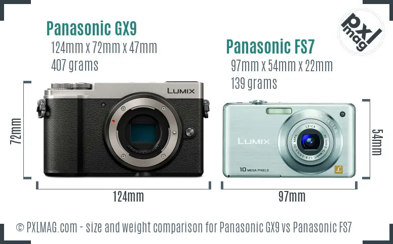 Panasonic GX9 vs Panasonic FS7 size comparison