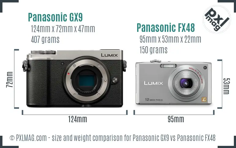 Panasonic GX9 vs Panasonic FX48 size comparison