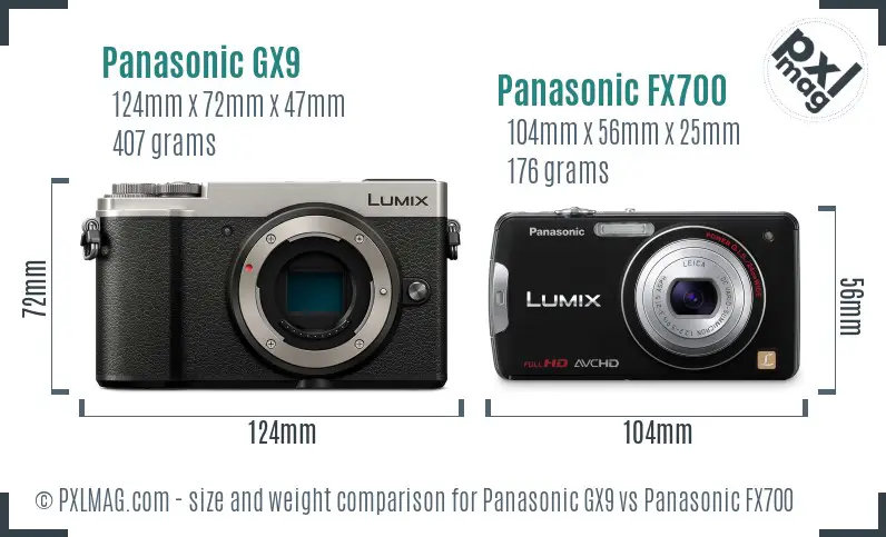Panasonic GX9 vs Panasonic FX700 size comparison