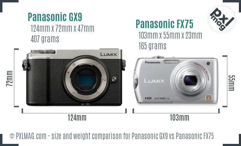 Panasonic GX9 vs Panasonic FX75 size comparison