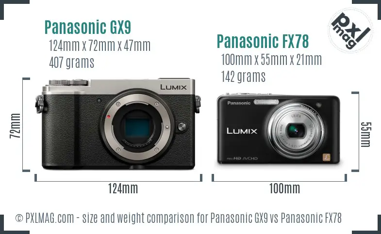 Panasonic GX9 vs Panasonic FX78 size comparison