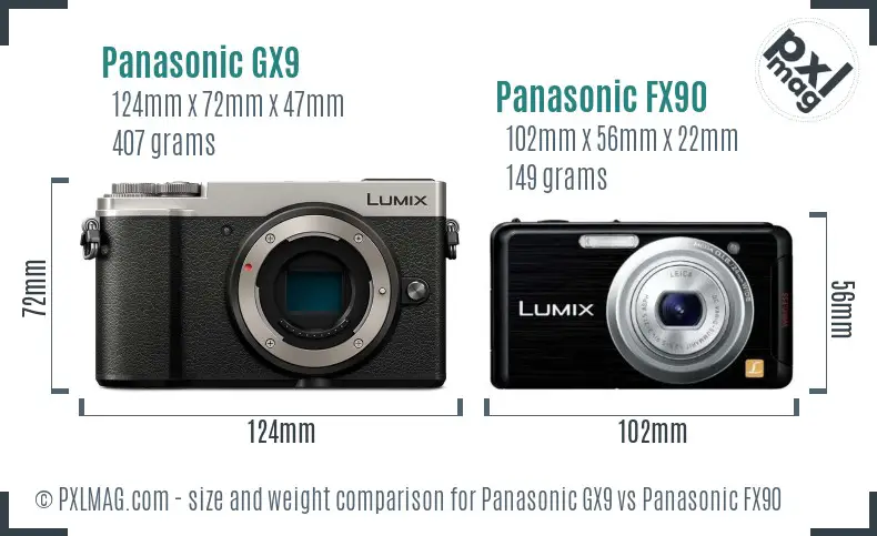 Panasonic GX9 vs Panasonic FX90 size comparison