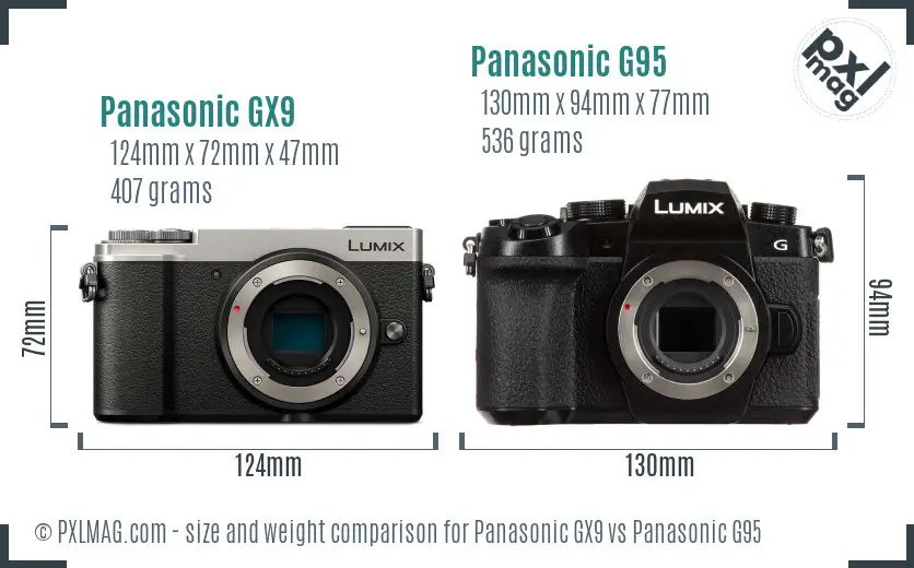 Panasonic GX9 vs Panasonic G95 size comparison