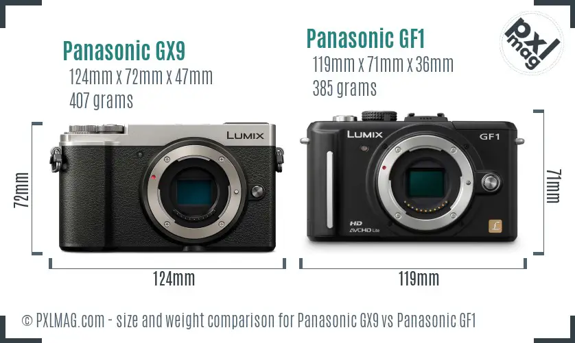 Panasonic GX9 vs Panasonic GF1 size comparison