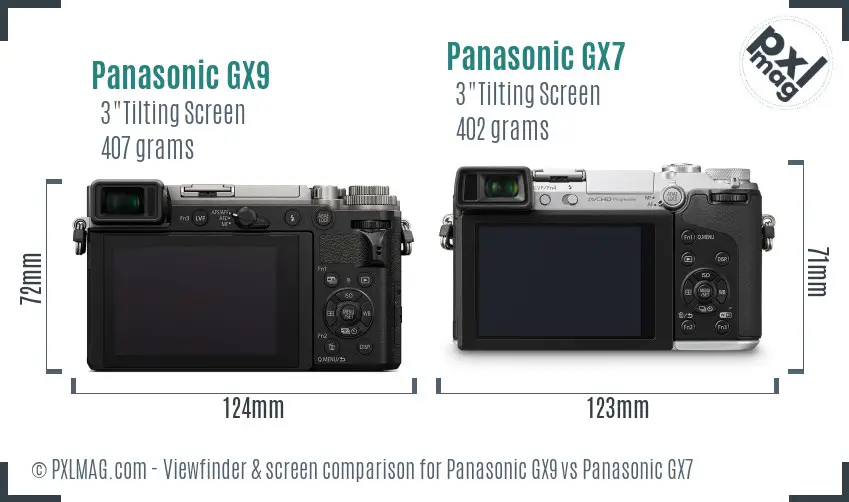 Panasonic GX9 vs Panasonic GX7 Screen and Viewfinder comparison