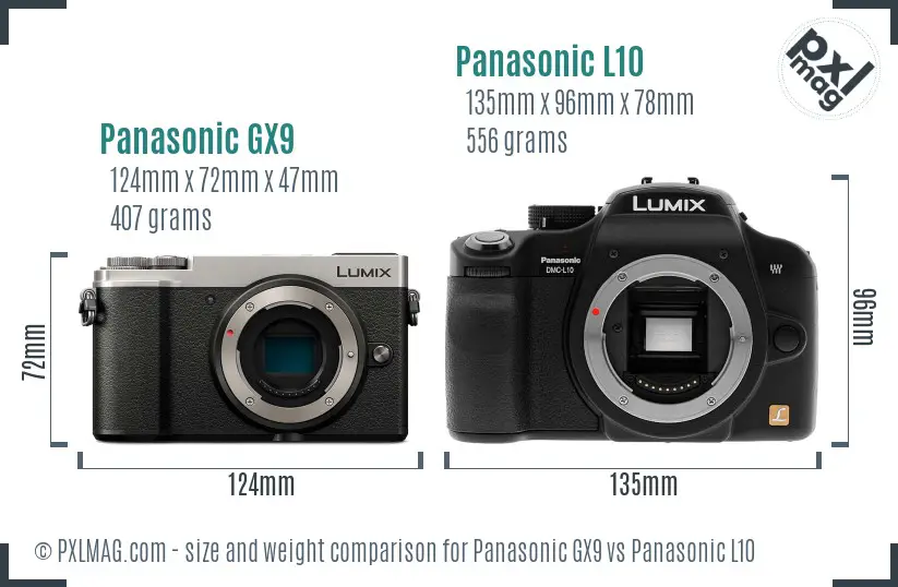 Panasonic GX9 vs Panasonic L10 size comparison