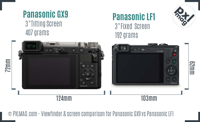 Panasonic GX9 vs Panasonic LF1 Screen and Viewfinder comparison