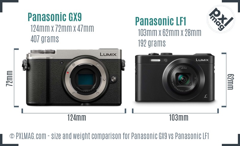 Panasonic GX9 vs Panasonic LF1 size comparison