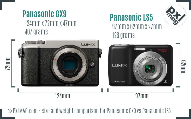 Panasonic GX9 vs Panasonic LS5 size comparison