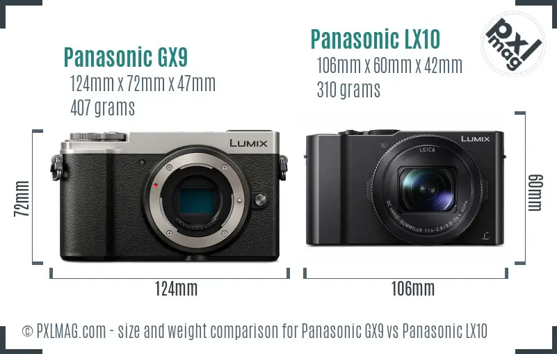 Panasonic GX9 vs Panasonic LX10 size comparison