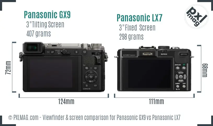 Panasonic GX9 vs Panasonic LX7 Screen and Viewfinder comparison
