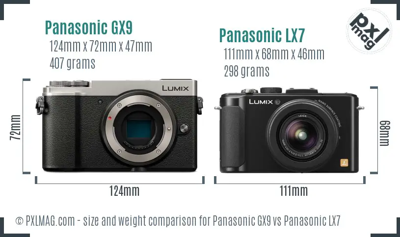 Panasonic GX9 vs Panasonic LX7 size comparison