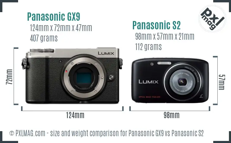 Panasonic GX9 vs Panasonic S2 size comparison