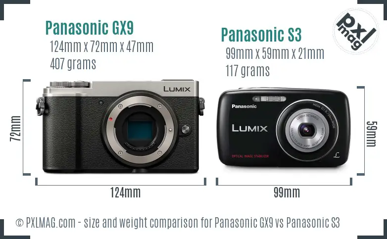 Panasonic GX9 vs Panasonic S3 size comparison