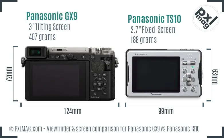 Panasonic GX9 vs Panasonic TS10 Screen and Viewfinder comparison