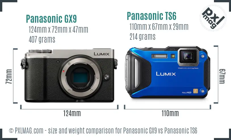 Panasonic GX9 vs Panasonic TS6 size comparison
