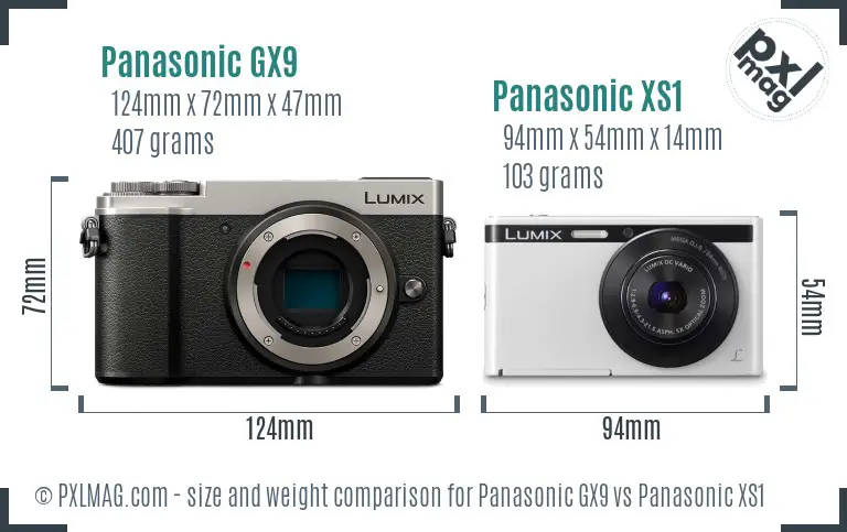 Panasonic GX9 vs Panasonic XS1 size comparison