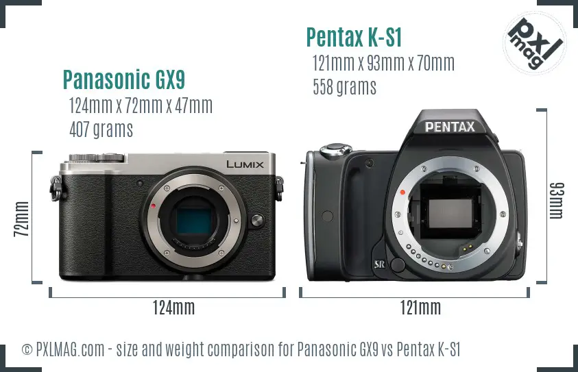 Panasonic GX9 vs Pentax K-S1 size comparison