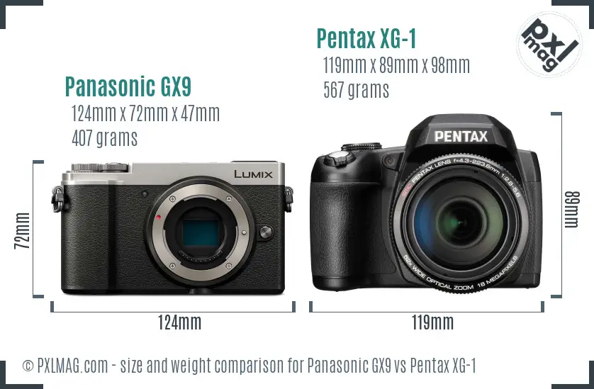 Panasonic GX9 vs Pentax XG-1 size comparison