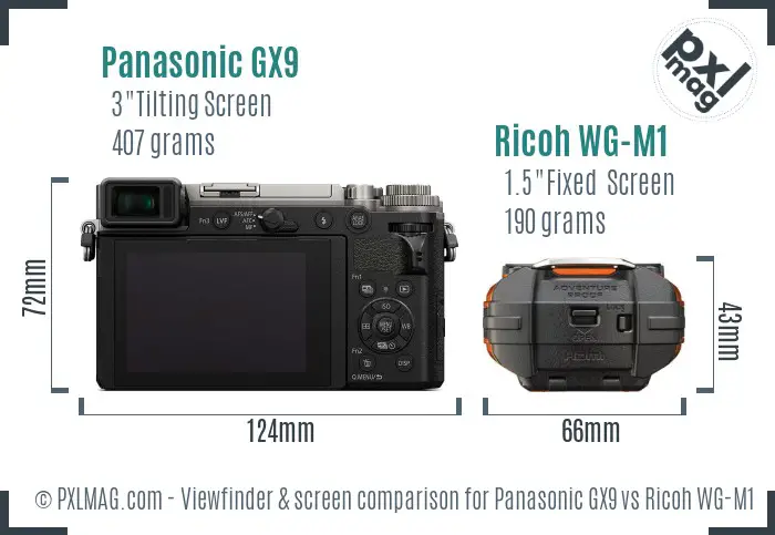 Panasonic GX9 vs Ricoh WG-M1 Screen and Viewfinder comparison Panasonic GX9 vs Ricoh WG-M1 Screen and Viewfinder comparison